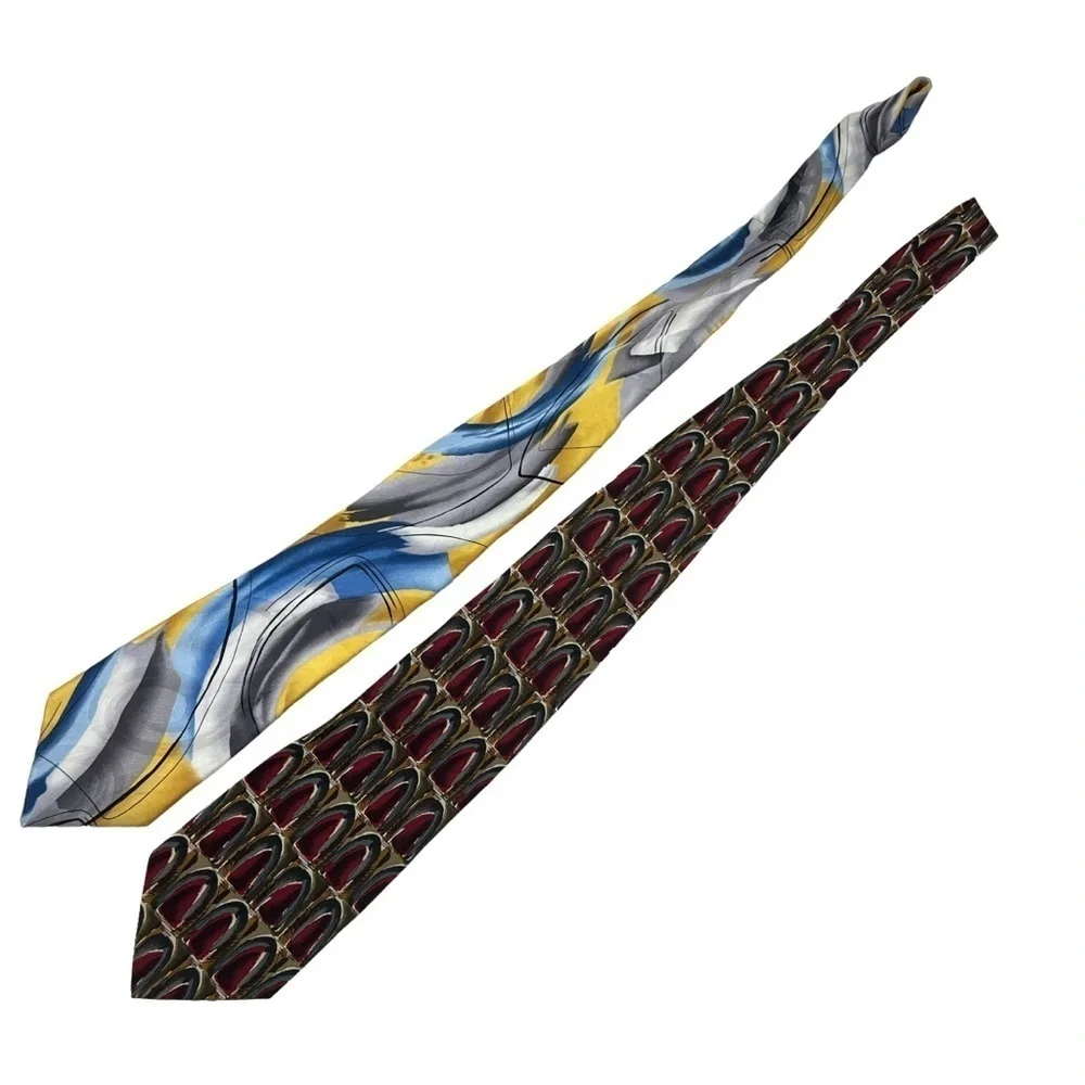 J.Garcia 2 Silk Neck Ties Arches Collection 55 Red Geometric Jerry Artist Mens
